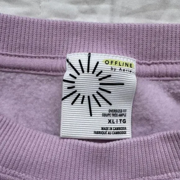 Offline by aerie cloud Fleece oversized crewneck sweatshirt lilac womens XL - Picture 4 of 7